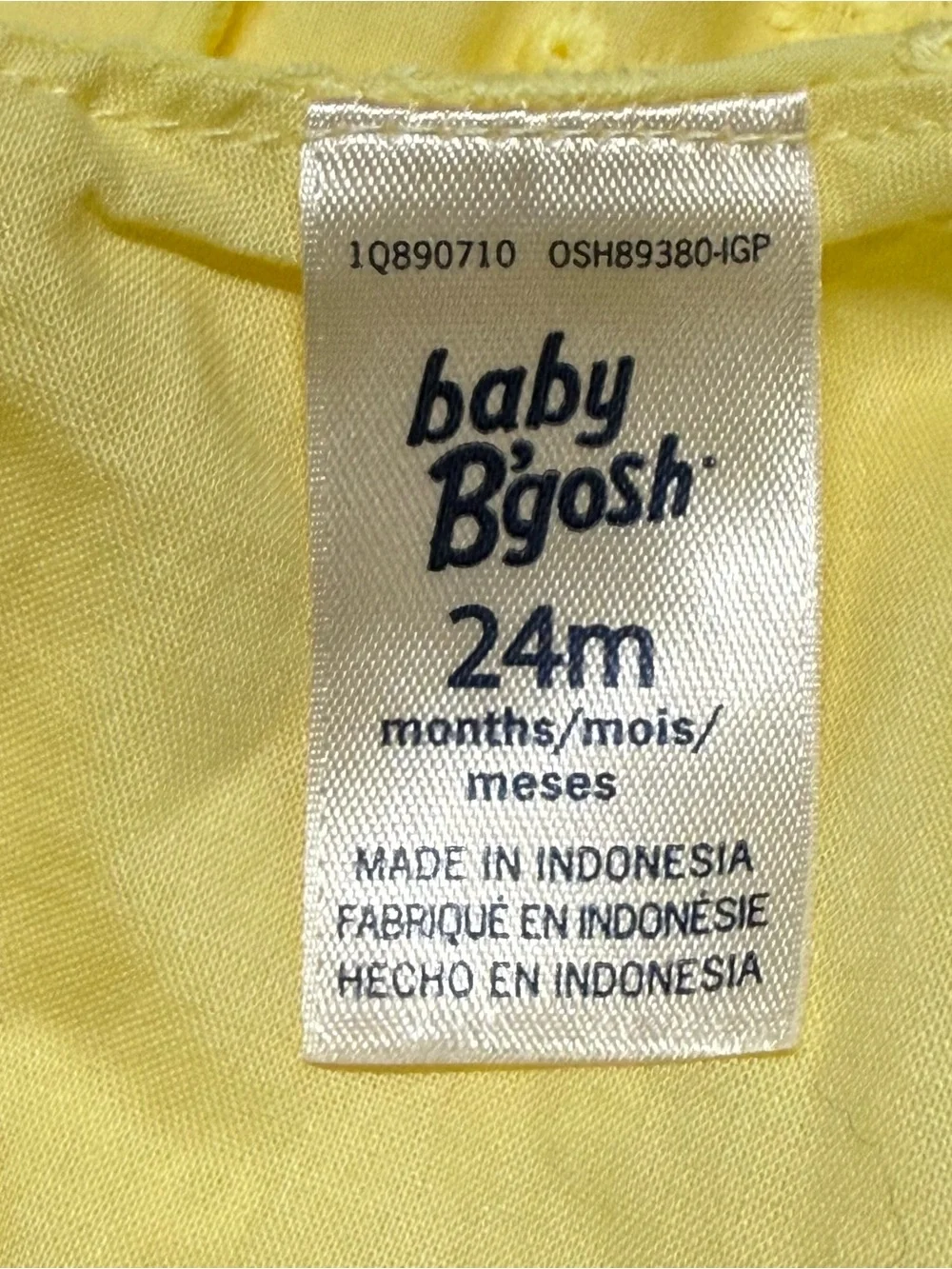 Oshkosh B’Gosh size 24M Baby Girl Summer Yellow Eyelet Babydoll Dress